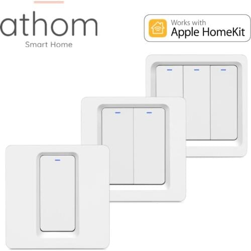ATHOM Homekit EU WiFi Smart Switch Press Key 1/2/3 gang Siri Voice Control Neutral Needed