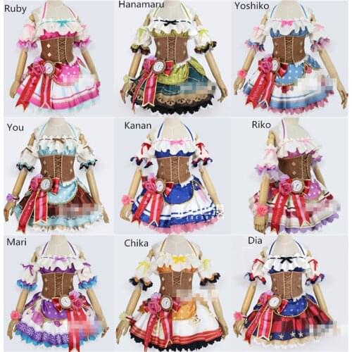 [STOCK]2017 Anime Love Live Sunshine Aqours Chocolate Valentines All menber Cosplay Costume For Halloween Free Shipping New