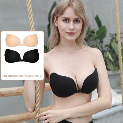 Womens Invisible Bra Sexy Lingerie Seamless Push Up Self Adhesive Strapless Blackless Breathable Wedding Underwear Bralette
