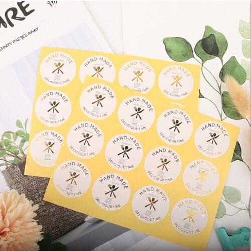 1200pcs/lot wholesale Handmade knives forks Food label sealing sticker Golden round decorative food bags DIY