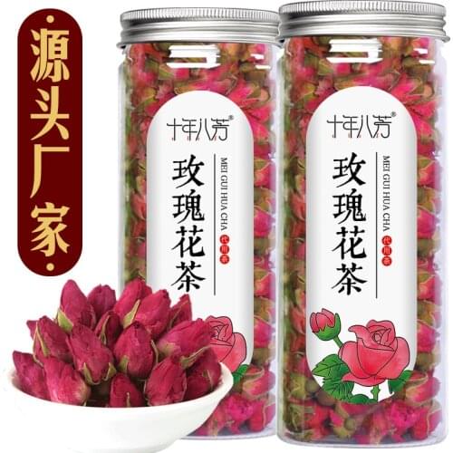 2021 Rose Flower Tea Origin Source Pingyin Double Red Rose Beauty Health Care Products Wedding Party 50g Canned Ten Years Bafang
