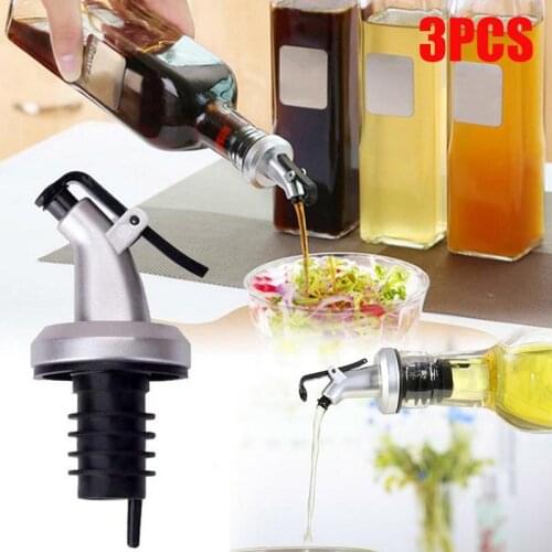 3pcs Oil Bottle Stopper Rubber Lock Plug Seal Leak-proof Food Grade Plastic Nozzle Sprayer Bar Kitchen Accessories Tools
