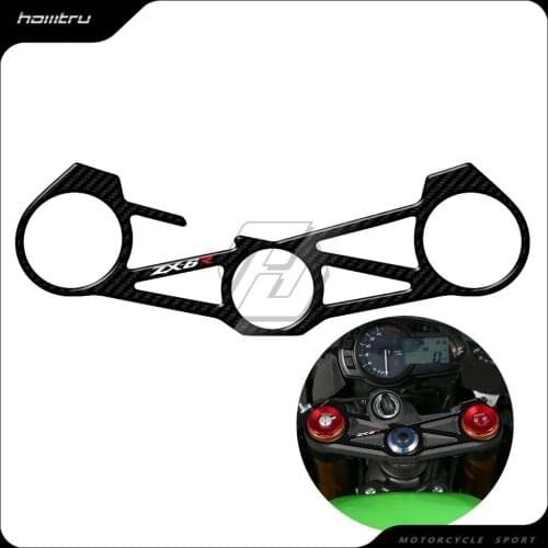 3D Carbon Fiber Triple Tree Yoke Cover Protector Tank Pad Case for Kawasaki ZX6R ZX-6R ZX 636 2012-2016