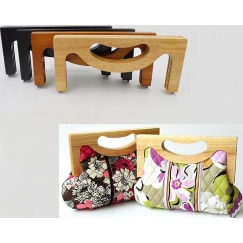 5 sets 25X11 cm handmade diy bag accessories women sewing purse frame solid wood material obag handbag parts wallet handle