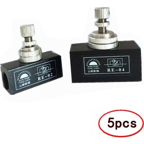 5Pcs 1/8" 1/4" 3/8" 1/2" inch BSPT Pneumatic Air Flow Speed Control Valve RE-01 RE-02 RE-03 RE-04 Throttle Valve RE 01 02 03 04