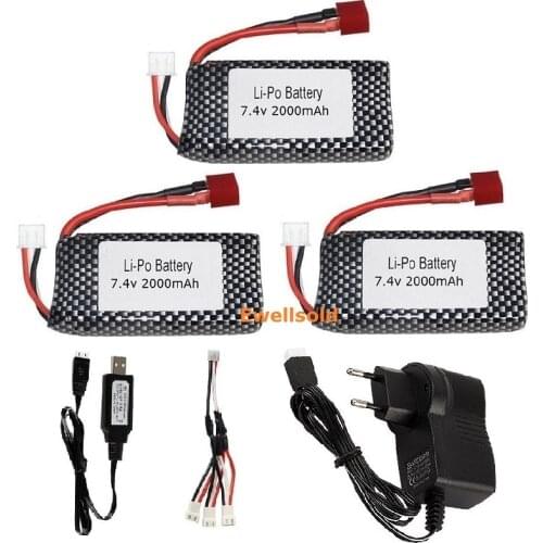 7.4v 2000mah Lipo Battery with charger For XINLEHONG 9125 Rc Car spare Parts XLH9125 battery Accessory 7.4V 1600MAH