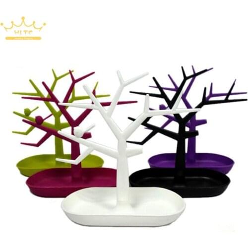 Free Shipping Jewelry Necklace Ring Earrings 5 Colors Bird Tree Stand Display Organizer Holder Rack