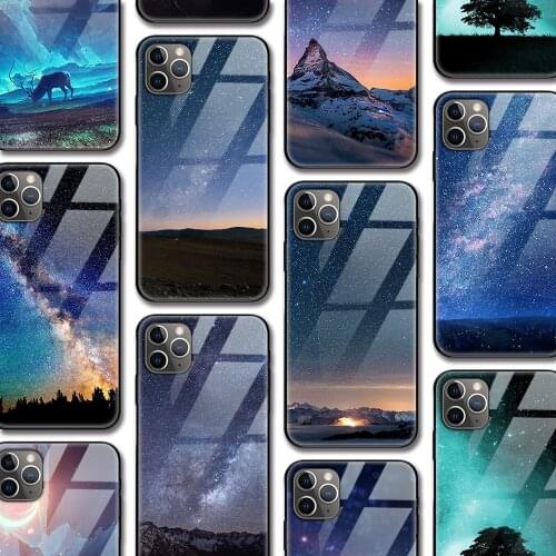Northern lights Funda Case for Iphone 12 Pro Case for Iphone 12 11 XR Pro XS MAX X 7 8 6 6S Plus SE 2020 Tempered Glass Case