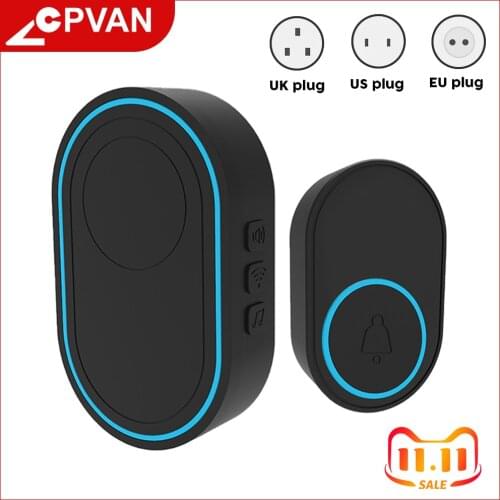 CPVAN Intelligent Wireless Doorbell Home Doorbell Alarm System EU UK US Plug Home Welcome Doorbell Chime