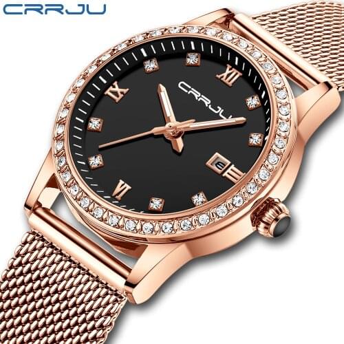 CRRJU Gold Watch Women Quartz Watches Lady Waterproof Wristwatch Womens Bracelet Female Clock Relogio Feminino Montre Femme