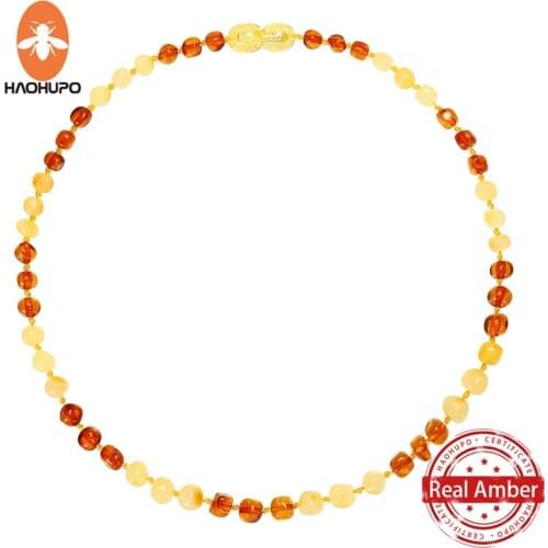 HAOHUPO Top Hot Quality Cognac Gold Fashion Nature Baltic Amber Necklace Wholesale Original Necklace Men Girls Necklace Lemon