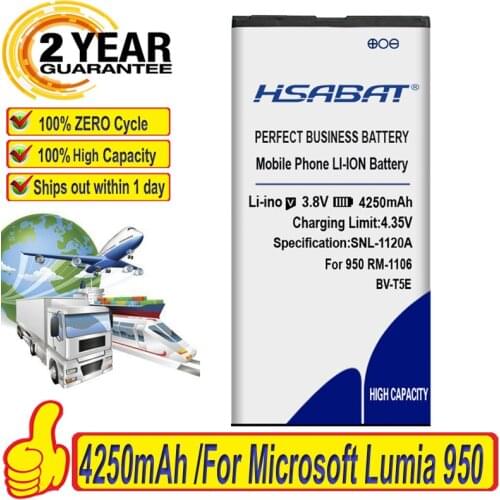 HSABAT 100% BV-T5E / BVT5E / BV T5E 4250mAh For Microsoft Lumia 950 Battery RM-1106 RM-1104 RM-110 battery