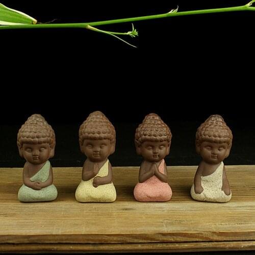 JX-LCLYL Mini Ceramic Buddha Statue Statuette Yoga Handicrafts Ornaments Tea Decoration