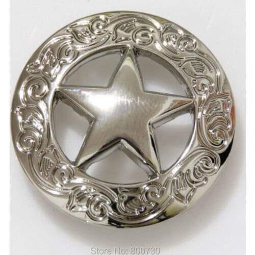 KB202) 10pc 1-1/8'' Western Texas Star button Leathercraft Saddlery Button Silver