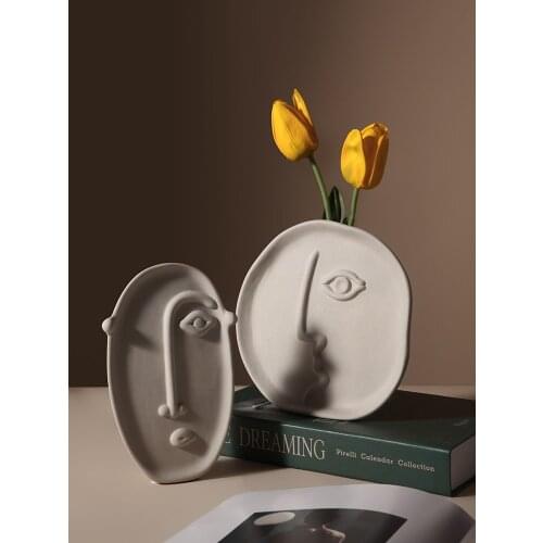 Ceramic Vase European Style Simple Face Living Room Bedroom Flower Arrangement Porch Artist Home Decoration Ornaments