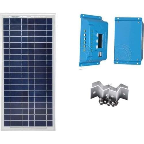 House Kit 20W Solar Panel12v Solar PWM Controller Controller 12v/24v 10A Caravan Car Camping Phone Camera Fan Led Telephone