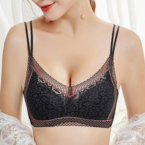 Sexy Backless Bra and Panty Set Embroidery Lace Seamless Push Up Underwear Deep V Brassiere Briefs Women Lingerie Sets