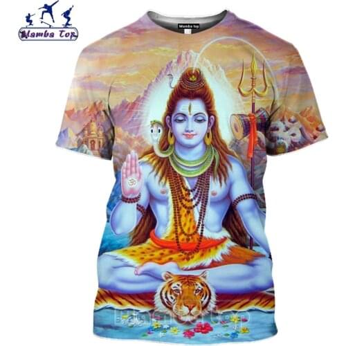 Mamba Top India God Of Destruction Shiva T Shirt Men Bull Ride Nandi 3D Printing Hinduism Vishnu Tshirt Women Belief Ganesh Tees