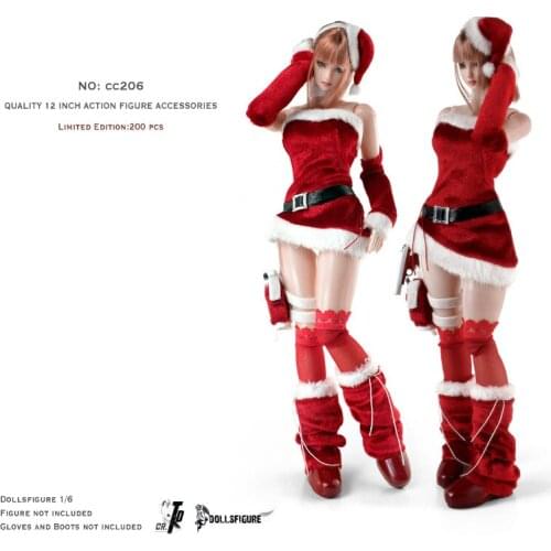 DOLLSFIGURE Gothic CC206 1/6th CR Series Merry Christmas Festivals Costume Suit Sock Model For 12inch Female Women Doll Collect
