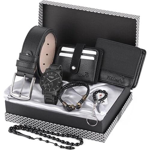 Mens Wrist Watch And Wallet Card Wallet Belt Keychain Wristband The boiler