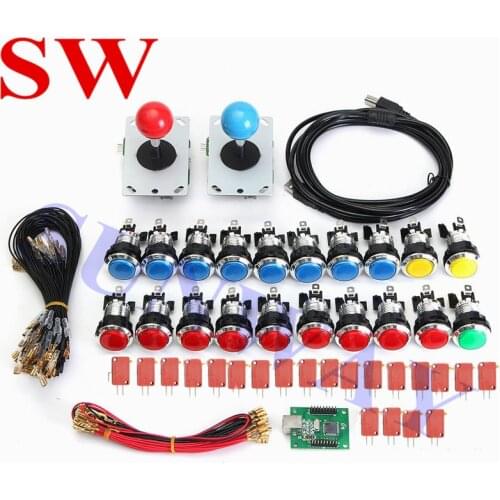 Arcade mame DIY KIT for 2 players USB Encord PC +4 way Arcade Sanwa Style joystick + Chrome Illuminated LED push buttons