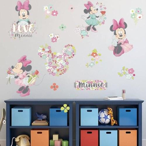 Disney Minnie cartoon stickers childrens room baby decoration stickers self-adhesive bedroom stickers