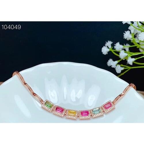 Natural Brazilian Confectionery Tourmaline Bracelet For Women Fine Jewelry Real Tourmaline Gemstones Certificate #Q133