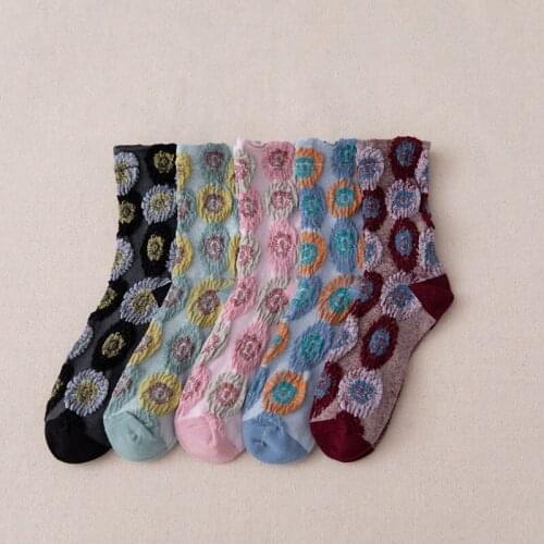 Sunflower Socks 5 Pairs Set Retro Korea Style Women Femme Cute Sock Art Casual Japanese Fashion Gift Dropship Suppliers Skarpety