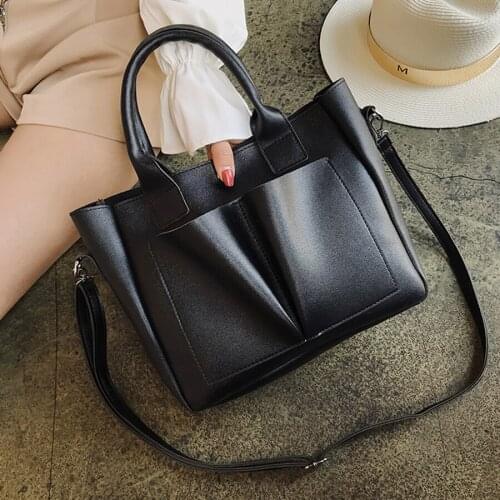 New High Quality PU Leather Women Handbags Simple Casual Woman Shoulder Bag Vintage Ladies Crossbody Bags