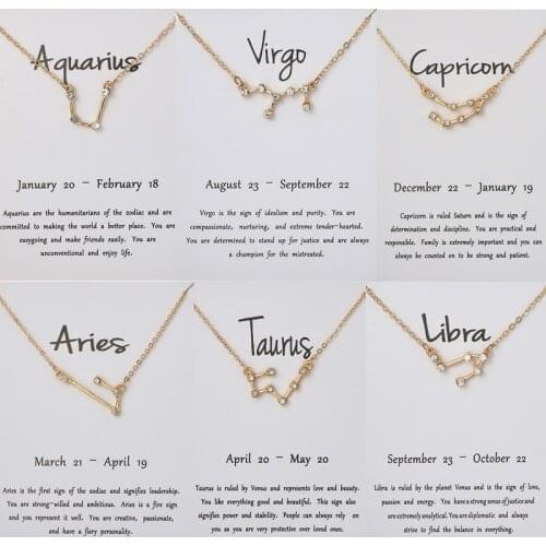 Wholesale 12 Constellations Neclaces For Women Men Diamond Inaid Pendant Elegant Trendy Women Girls Necklaces Fashion Jewelry