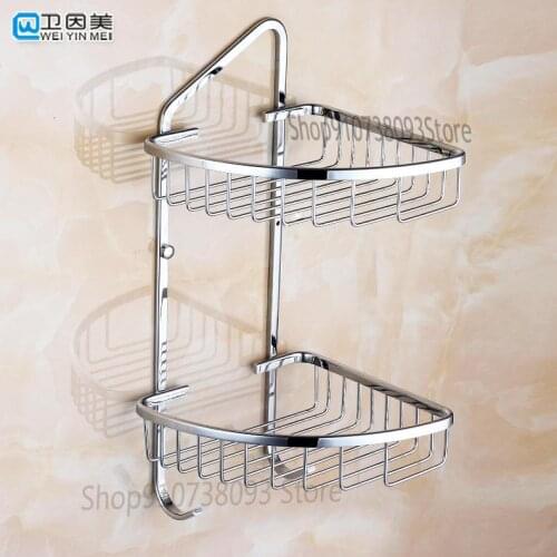 All Copper Bathroom Hardware Triangle Rack Pendant Bathroom Connected Double Layer Single Side Installation Corner She