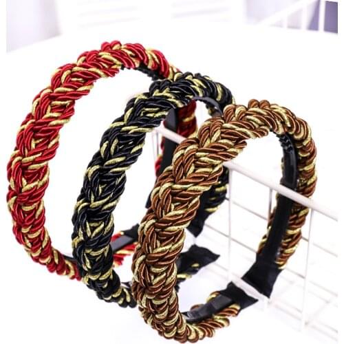 Ornament Colorful Hair Accessories Shiny Weaving Hairbands For Girls Braided Headband Party Hair Hoop Hair Bands Bezel Headdress