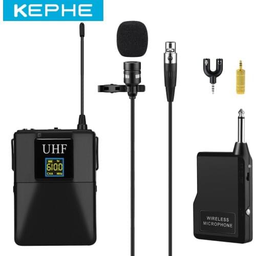 Microphone Professional UHF Wireless Microphone System Lavalier Lapel Mic Receiver+Transmitter for Camcorder Recorder Microphone