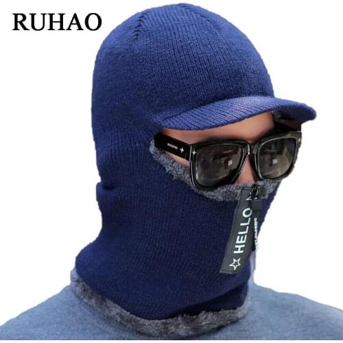 Winter Hats For Men Keep Face Ear Warm Balaclava Cap Winter Knitted Hat With Zipper New Add Fur Lined Warm Brim Outdoor Ski Hat