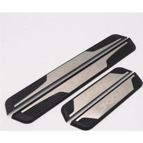 Car Styling Stainless Steel Door Sill Scuff Plate Guard Sills Protector Trim For Peugeot 3008