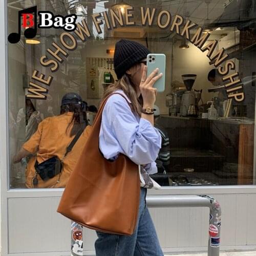 Women Solid PU Leather Shoulder Underarm Large Capacity Tote Bag Females Handbags Korean Style All-match Trendy Satchel