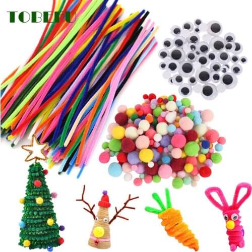 TOBEFU Plush Stick / Pompoms Rainbow Colors Shilly-Stick Educational DIY Toys Handmade Art Craft Creativity Devoloping Toys