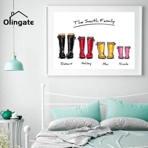 Funny Family Print Gift Wall Art Cartoon Cute Galoshes Wall Pictures One Piece Canvas Painting for Living Drawing Room Garden