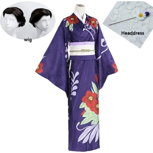 Anime Demon Slayer: Kimetsu no Yaiba Cosplay Tamayo Costume Women Kimono Kimetsu no Yaiba Cosplay Tamayo Costume and wig