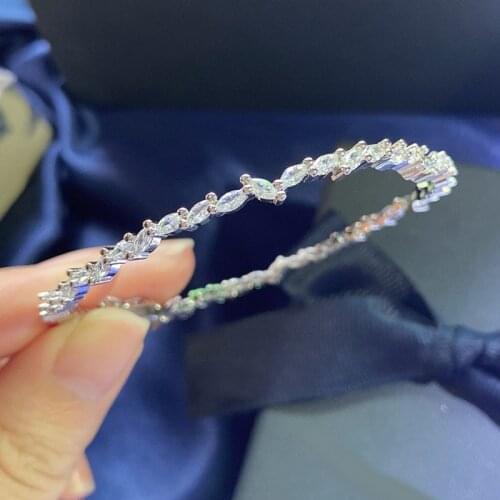 SLJELY Fashion S925 Sterling Silver Festival spark Fine Dainty Bangle shining zircon Bracelet Women Party Brand May New Jewelry