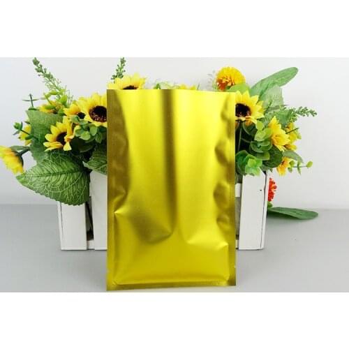 Golden Matte Open Top Mylar Coffee Storage Pocket Heat Seal Aluminum Foil Tea Nut Candy Vacuum Bag Pouch