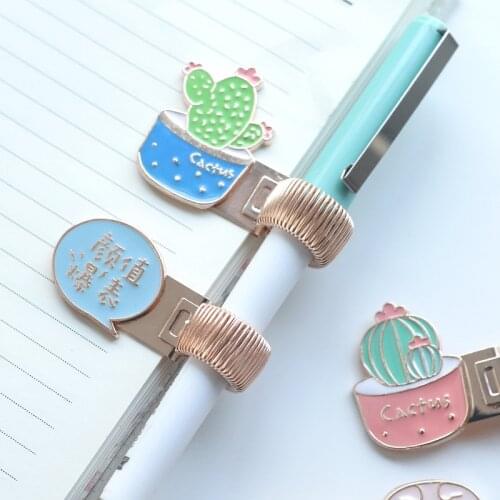 1piece Cherry Unicorn Metal Pen Holder Book Clip bookmarks Metal Springs Are Retractable Creative Stationery Delicate Gift