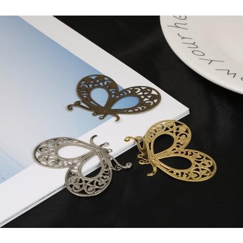 10pcs 34x45mm Gold/Bronze/Rhodium Butterfly Filigree Flower Wraps Connectors Charms For Jewelry Making DIY Accessories