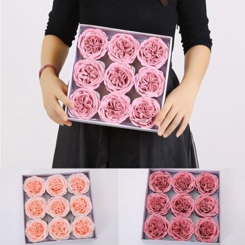16pcs Giant Austin Rose Realistic Artificial Soap Flower 8.5cm diameter Gift Box Packaging for Florist wedding Valentines Day