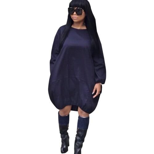 2021 beauty dress pure color loose simple dress European and American nightclub stitching dress