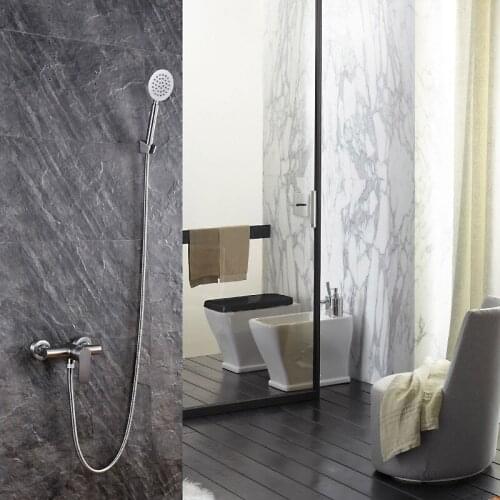 304 Stainless Steel Black bath shower faucet mixer simple shower faucet bathroom telephone bath faucet with hand shower bathroom