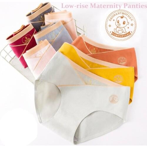 4Pcs Seamless Cotton Women Maternity Panties Lingerie Low-Rise Panty Breathable Puerpera Briefs Intimate Pregnant Female Panties