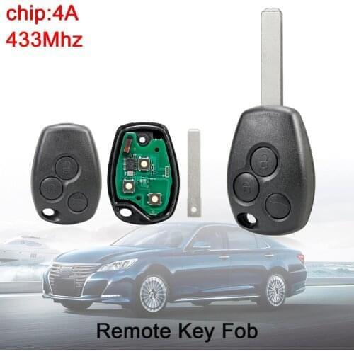 433MHz Keyless Smart Remote Car Key Fob with 4A Chip Fit for Renault Trafic Twingo Symbol Dacia Duster Logan Sandero 2012 - 2016