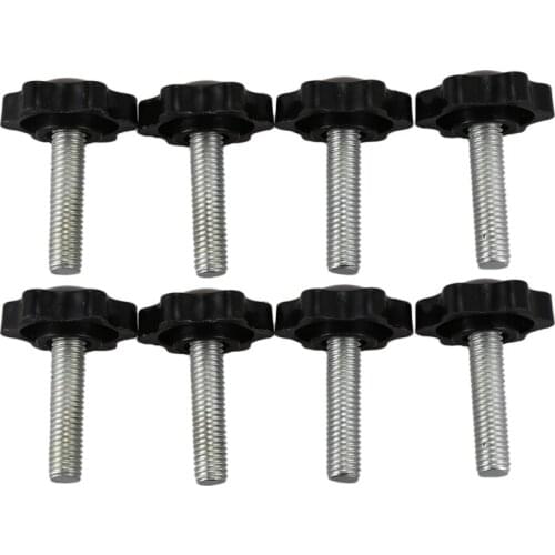 8 Pcs Black Spare Part M8 x 30mm Male Threaded Knurled Grip Star Knob