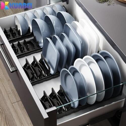 KUNBEI Kitchen Space Aluminum Shelf Removable Storage Rack Tableware Drain Rack Adjustable Kitchen Tableware Accessories